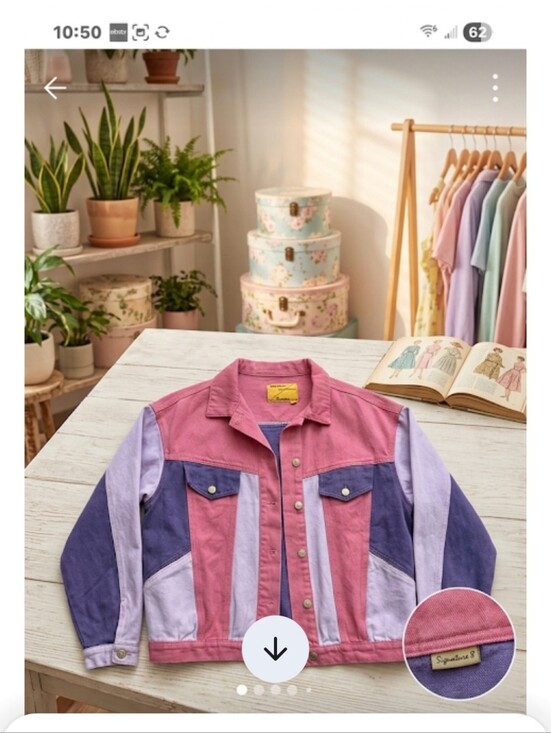 Signature8 Other - Signature8 Pink and Lavender Colorblock Denim Jacket
